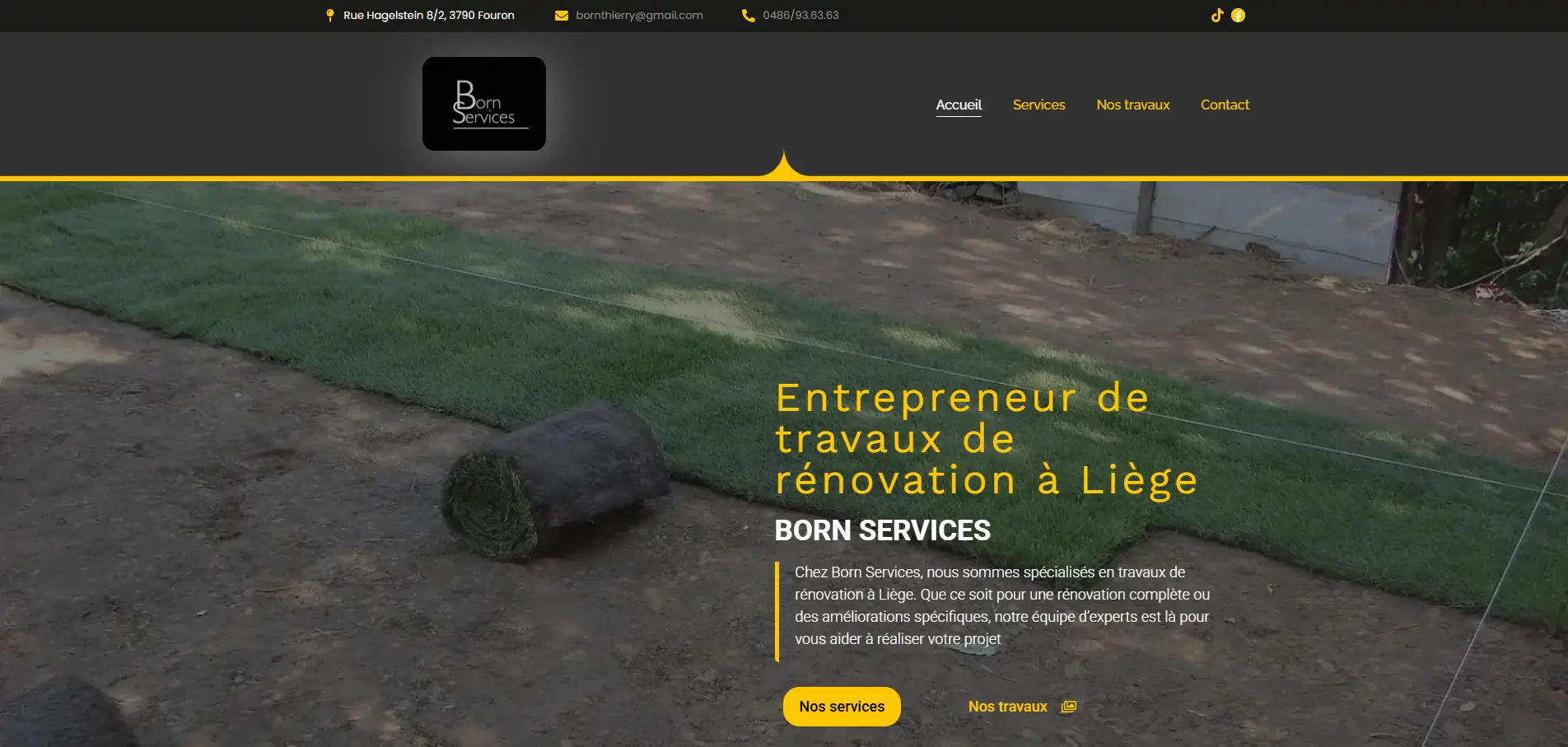 Aperçu du site bornservices.be - entrepreneur de rénovation à Liège